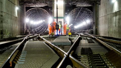 Bauarbeiten im S-Bahn-Tunnel in Frankfurt