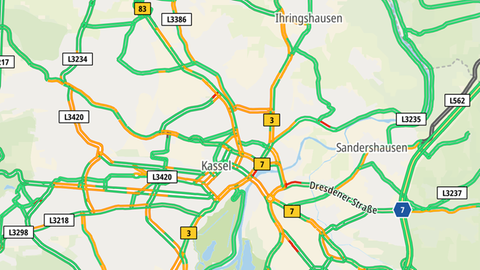 Kassel: TomTom-Livekarte der Staus vom 8.2.2022